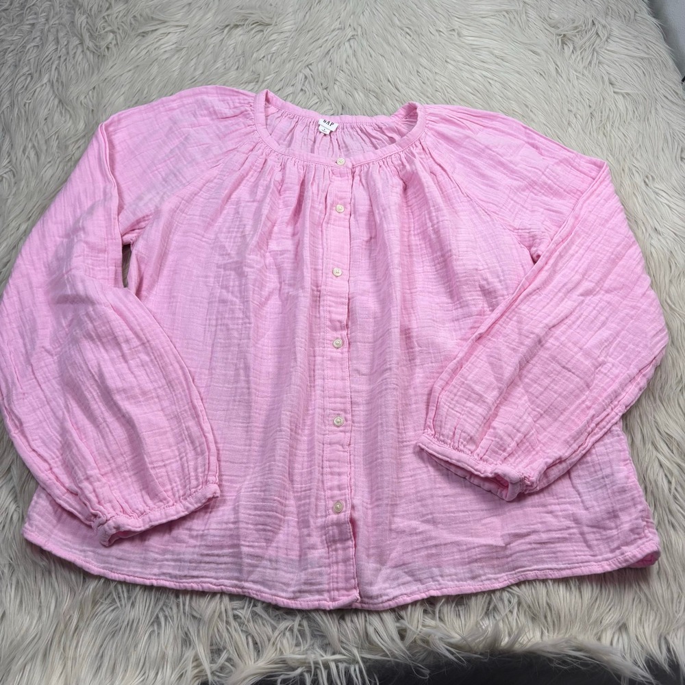 Gap Women's L Pink Gauze Cotton Button Front Shirt Spring Summer Normcore